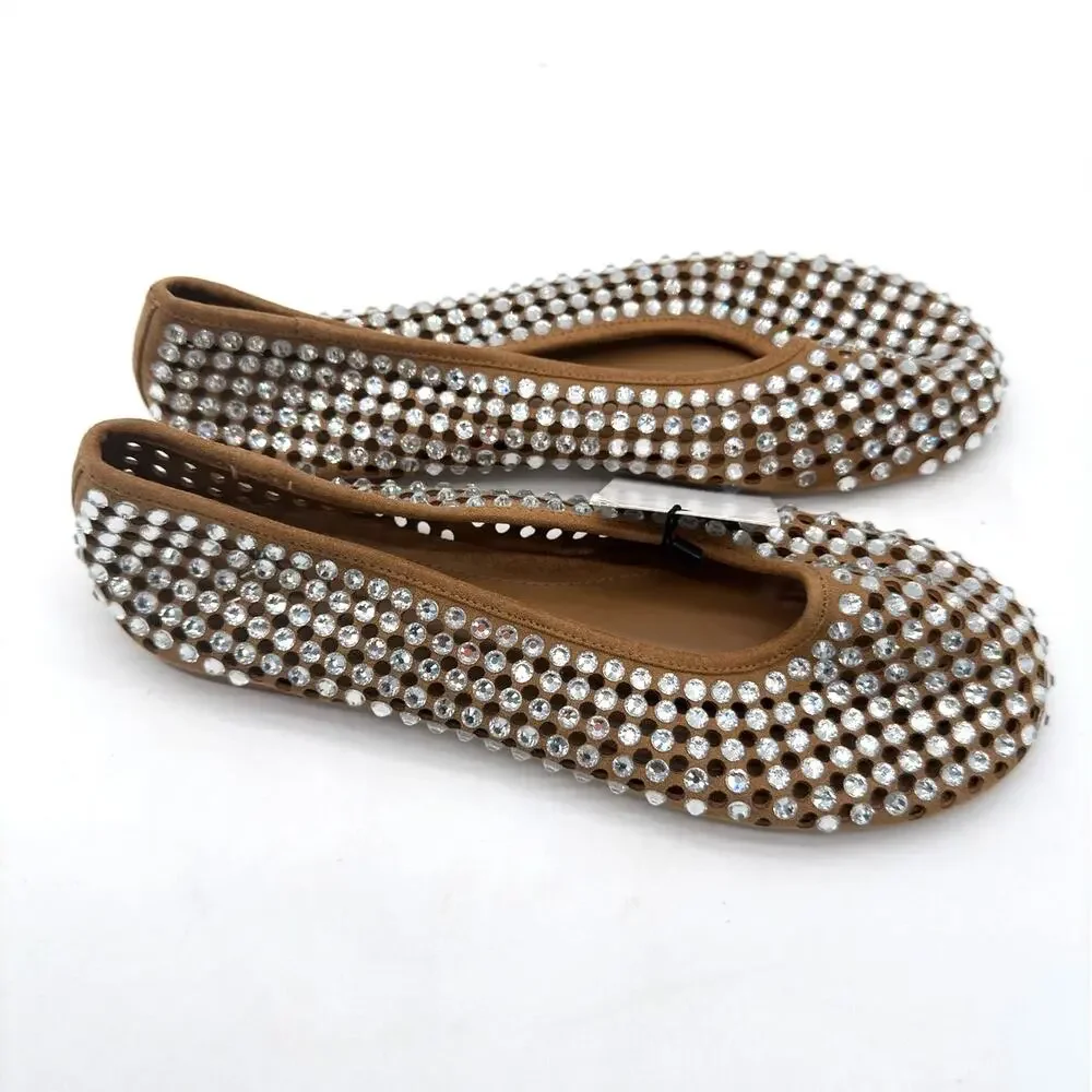 MNG Mango Glam Rhinestone Die Cut Ballet Casual Cream Elegant Flats EU 40 US 9 - Picture 3 of 8